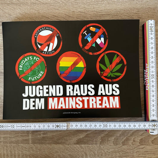 DIN A4 Sticker „Jugend raus aus dem Mainstream“ (UV-beschichtet)